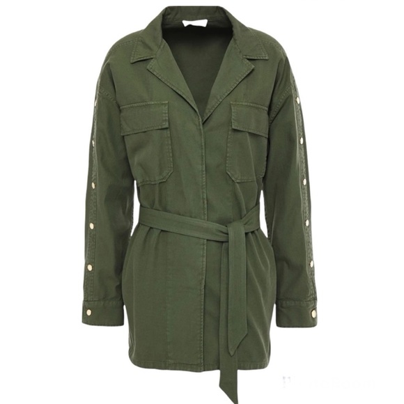 Sandro Bari Twill Field Jacket Belted Army Green Khaki Green Small - Picture 16 of 16